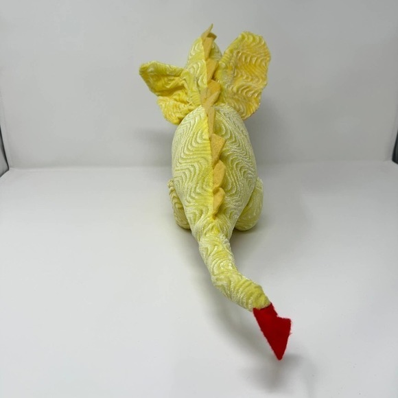 King Plush Yellow Crinkle Winged Standing Dragon 24" Plush Red Striped Belly Toy - Picture 6 of 16
